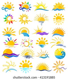 sun Logos with sea. 