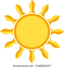 Sun logos of sunrise, sunset with sunbursts. Cute drawing of sunshine for kids. Happy spring and summer morning
