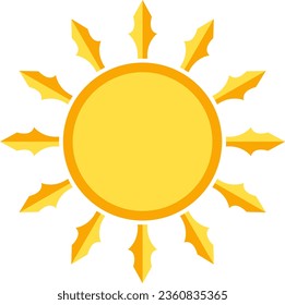 Sun logos of sunrise, sunset with sunbursts. Cute drawing of sunshine for kids. Happy spring and summer morning