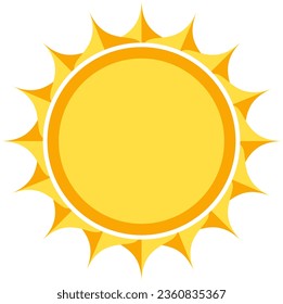Sun logos of sunrise, sunset with sunbursts. Cute drawing of sunshine for kids. Happy spring and summer morning