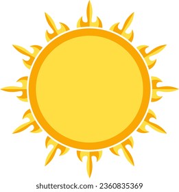 Sun logos of sunrise, sunset with sunbursts. Cute drawing of sunshine for kids. Happy spring and summer morning