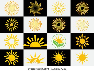 Colección de logotipo de Sun. Resumen del diseño de la plantilla del logotipo del icono del sol.