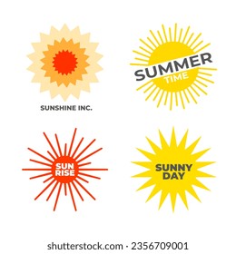 Sun logotype collection. Creative summer logo set. Sunlight, sunset, sunrise bright sign