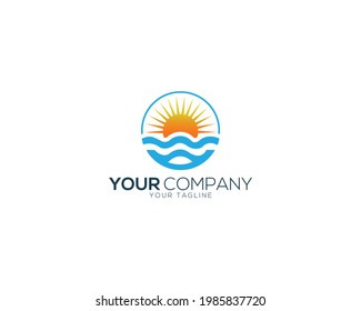 Sun-Logo, isolierte abstrakte moderne und einfache flache Vektorgrafik.