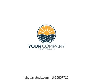 Logotipo de sol, Isolación abstracta de la ilustración moderna y simple del vector plano.