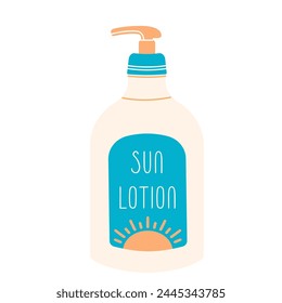 Sun lotion bottle. Spf cream. Sun protection product.