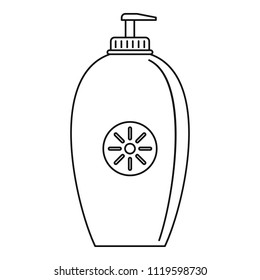 Sun lotion dispenser icon. Outline illustration of sun lotion dispenser vector icon for web design isolated on white background