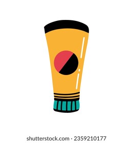 Sun Lotion Flat Style Icon. Cartoon Vector Illustration