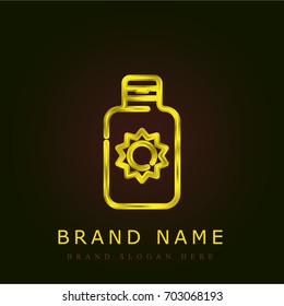 Sun lotion golden metallic logo