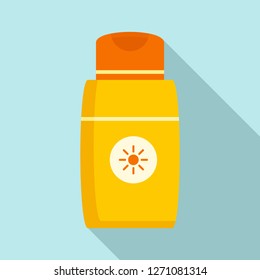 Sun lotion icon. Flat illustration of sun lotion vector icon for web design