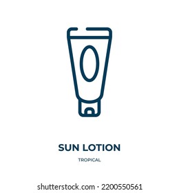Sun lotion icon. Linear vector illustration from tropical collection. Outline sun lotion icon vector. Thin line symbol for use on web and mobile apps, logo, print media.