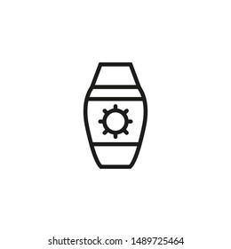 Sun lotion line icon. Sunscreen, sunblock, sunbathing. Skincare concept. Vector illustration can be used for topics like beauty, summer vacation, cosmetics