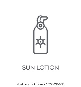 Sun lotion linear icon. Modern outline Sun lotion logo concept on white background from camping collection. Suitable for use on web apps, mobile apps and print media.