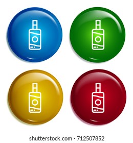 Sun lotion multi color gradient glossy badge icon set. Realistic shiny badge icon or logo mockup