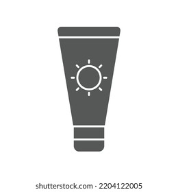Loción solar, protector solar, crema de bloqueo solar para protección solar de bloques UV. Pantalla de ardor de sol para la línea de iconos de vacaciones de Baño Beach para infografías web móviles. Estilo de contorno relleno de ilustración de vector EPS 10