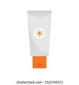 Sun lotion tube icon. Flat illustration of sun lotion tube vector icon for web design