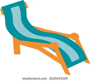 Sun lounger, for the beach, for summer holidays, color drawing on transparent background