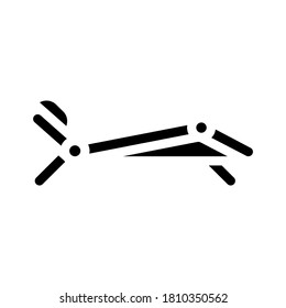 vector de icono de glifo de la tumbona de sol. signo de la tumbona. símbolo de contorno aislado ilustración negra