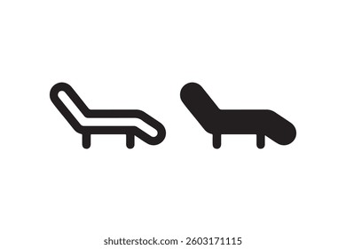 Sun lounger icon in outline and solid style Vector