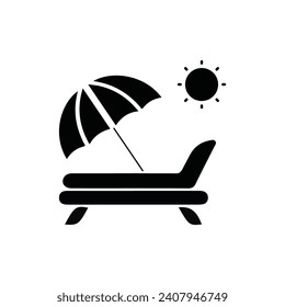 sun lounger icon vector ilustration logo design