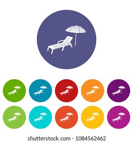 Sun lounger and parasol icon in simple style isolated on white background. Summer and vacation  symbol