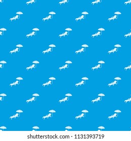 Sun lounger and parasol pattern vector seamless blue repeat for any use