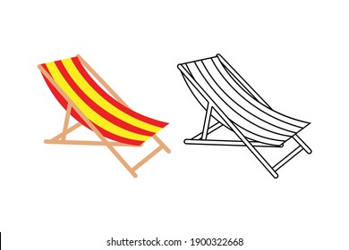 Sun Lounger Swimming Pool Fill Outline Vector Icon