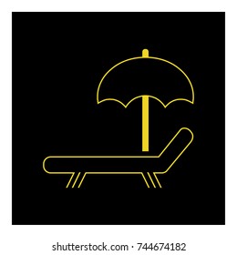 sun lounger with umbrella icon vector