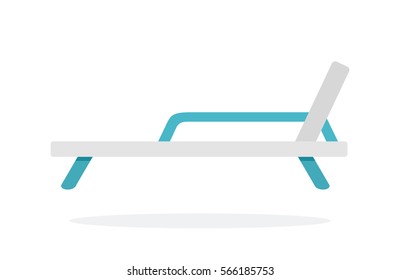 Sun lounger vector flat material design object. Isolated illustration on white background.