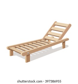 Sun lounger vector isolated on white background. Wooden chair. Vector illustration