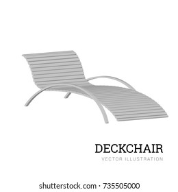 Sun lounger vector isolated on white background. Wooden chair. Vector illustration for your design