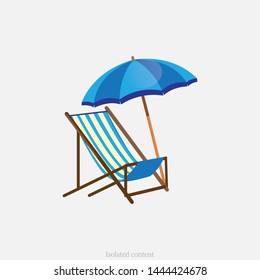 Sun loungers beach umbrella on an isolated background.