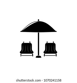 sun loungers and umbrella icon. Element of holiday at sea illustration. Premium quality graphic design icon. Signs and symbols collection icon for websites, web design, mobile app on white background