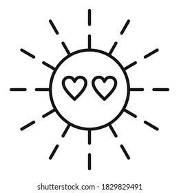 Sun love affection icon. Outline sun love affection vector icon for web design isolated on white background