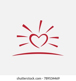 sun love logo concept, Heart logo template, vector of heart.