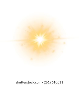 Sun Magic Energy Burst PNG Warm Glow Flash with Sparkling Particles for Fantasy Magic and Light Effects