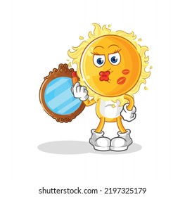 die Sonne schminkt Maskottchen. Cartoon-Vektorgrafik