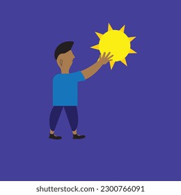 sun with man concept vector design on the coloring background 
