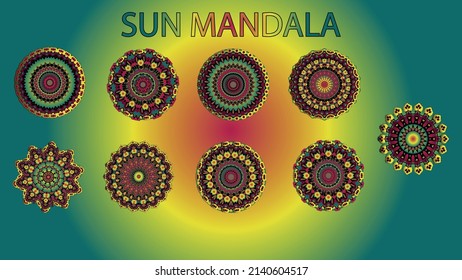 Sun Mandalas Set with Live Gradient Colors