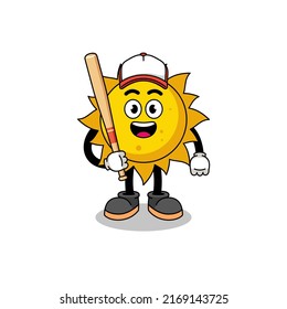 sun mascot cartoon as a baseball player , character design