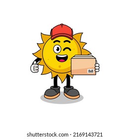 sun mascot cartoon as an courier , character design