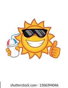 Sun mascot cartoon with ice cream in hand