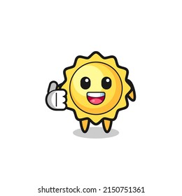 sun mascot doing thumbs up gesture , cute design