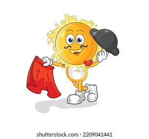 the sun matador with red cloth illustration. character vector