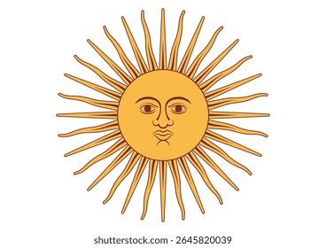 Sol de maio. Bandeira da Argentina. Bandeira Nacional da Argentina. Ilustração de vetor.