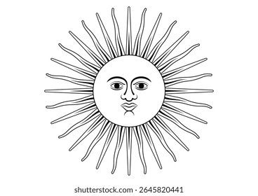 Sol de maio. Bandeira da Argentina. Bandeira Nacional da Argentina. Ilustração de vetor.