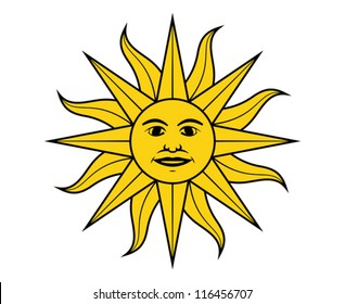 Sun Of May In The Flag Of Uruguay Vector Illustration