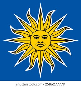 Sun of May in the flag of Uruguay vector illustration