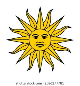 Sun of May in the flag of Uruguay vector illustration