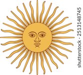 Sun of May, Sol de Mayo, symbol of Agentina flag